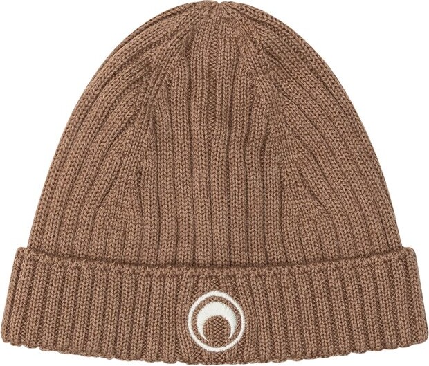 Marine Serre Crescent Moon Embroidered Ribbed Beanie ShopStyle Hats