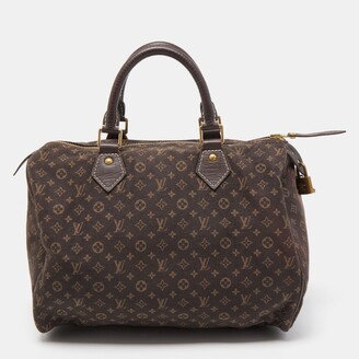 Louis vuitton Mini linen speedy bag Brown Golden Grey Leather ref.179303 -  Joli Closet