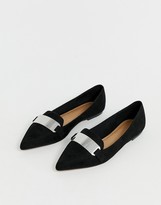 Thumbnail for your product : ASOS DESIGN Leonie pointed loafer ballet flats in black