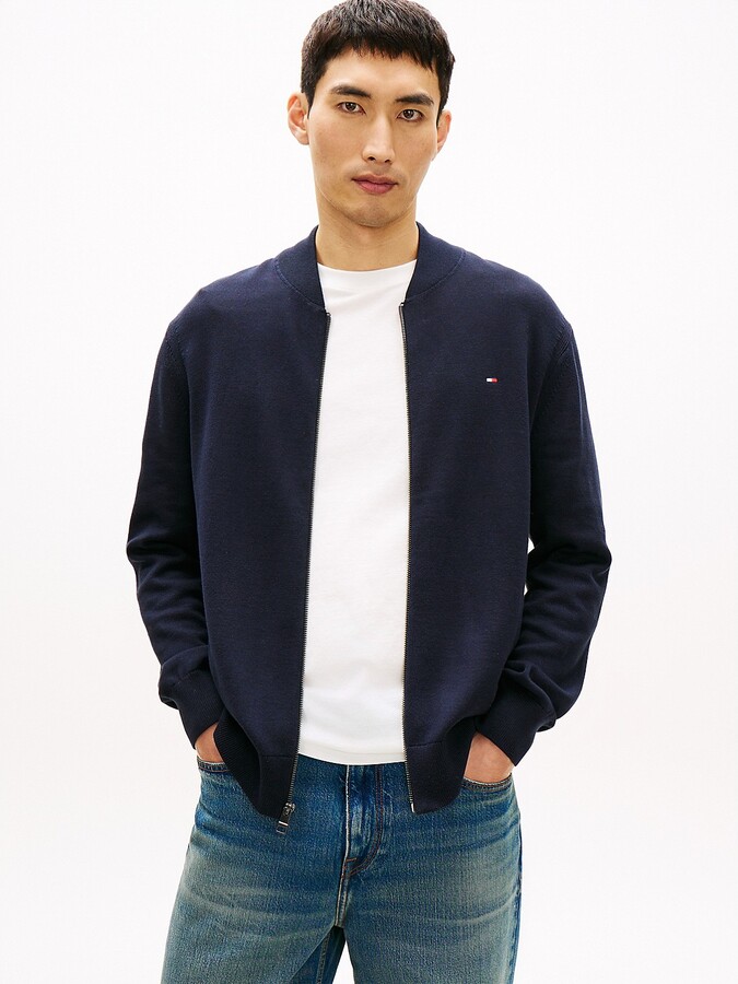 Tommy Hilfiger Men's Cotton Zip Baseball Cardigan - Navy - L