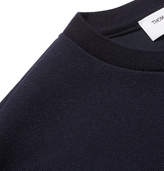 Thumbnail for your product : Thom Browne Striped Cashmere And Cotton-blend Sweater - Navy