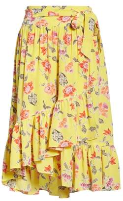 Joie Denisha Floral Ruffle Silk Skirt
