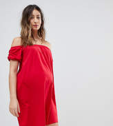 Thumbnail for your product : ASOS Maternity Off Shoulder Mini Sundreess With Puff Sleeves