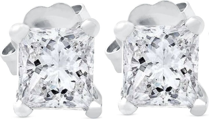 Pompeii3 .65 ct Princess Cut Diamond Studs 14k White Gold