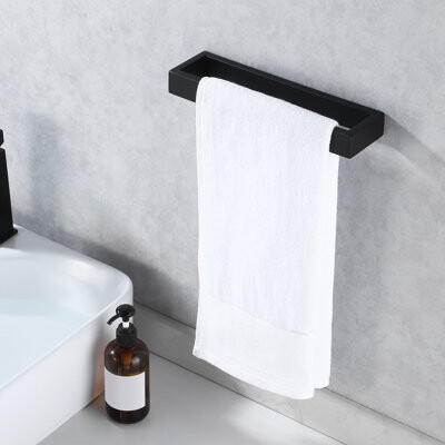 Kes Hand Towel Holder Black Towel Ring 10 Inch Towel Holder Matte Black Modern Wall Mount SUS304 Stainless Steel