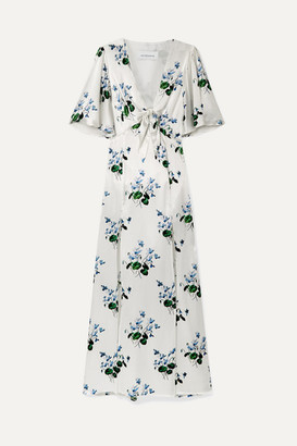Les Rêveries Tie-front Floral-print Silk-satin Maxi Dress