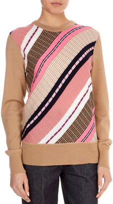 Victoria Beckham Multi-Stripe Wool Crewneck Sweater