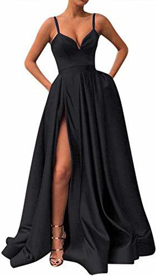 Homesally Women's Sleeveless Evening Gown V Neck Elegant A Line