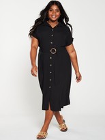 Thumbnail for your product : V By Very Curve Button Through Shirt Dress - Black