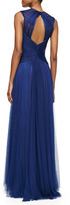 Thumbnail for your product : Monique Lhuillier Sleeveless Draped Sweetheart-Neck Gown, Royal Blue