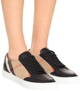 Thumbnail for your product : Burberry Salmond leather and cotton sneakers