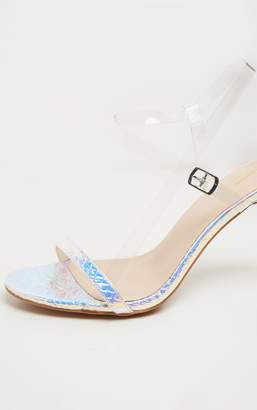PrettyLittleThing Holographic Slim Heel Clear Ankle Strap Sandal