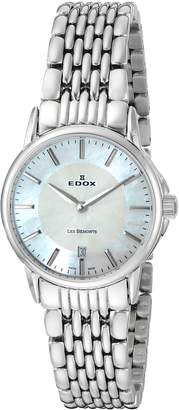 Edox Women's 57001 3M NAIN Les Bemonts Analog Display Swiss Quartz Silver Watch