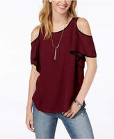 Thumbnail for your product : BCX Juniors' Piped Cold-Shoulder Necklace Top