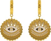 Thumbnail for your product : BUDDHA MAMA 20kt Yellow Gold Scalloped Evil Eye Enamel And Diamond Huggie Earrings