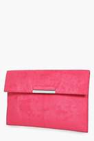 Thumbnail for your product : boohoo Womens Lily Metal Trim Envelope Clutch Bag in Pink size One Size
