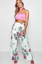 Thumbnail for your product : boohoo NEW Womens Plus Floral Print Wide Leg Trouser in Polyester 5% Elastane