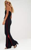 Thumbnail for your product : PrettyLittleThing Petite Black Bandeau Flared Sweat Jumpsuit