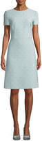 Escada Short-Sleeve Allover Stone-Embroidered A-Line Dress