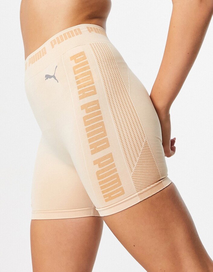 Puma Training Evoknit seamless 5 inch shorts in soft beige - ShopStyle
