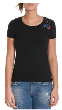 Emporio Armani Women's Black Cotton T-shirt.