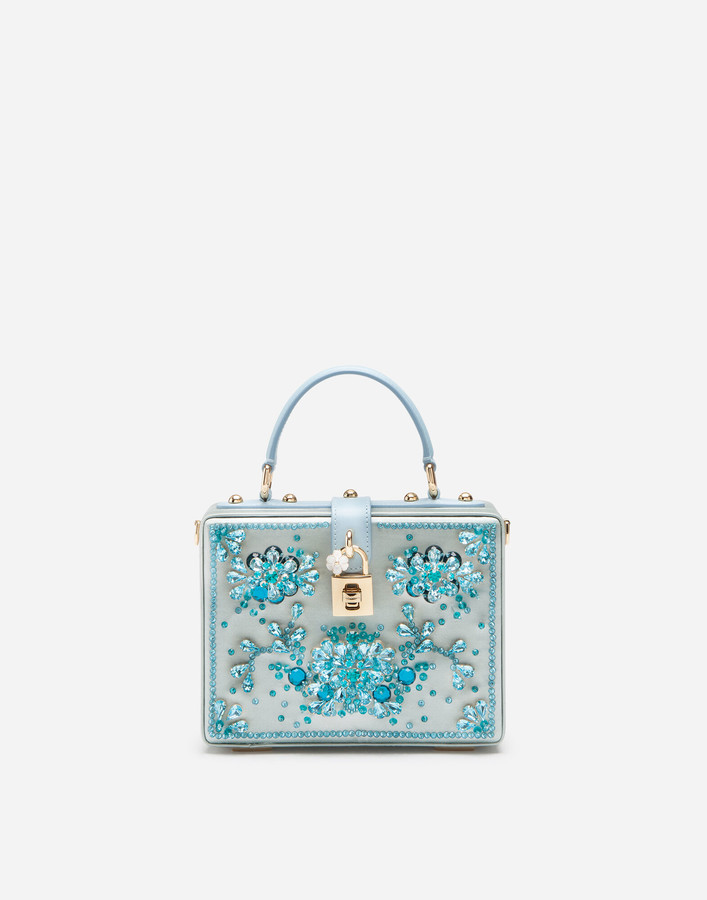 Dolce & Gabbana Satin Dolce Box Bag With Bejeweled Embroidery 