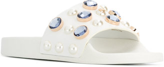 Tory Burch jewel and faux-pearl embellished slides