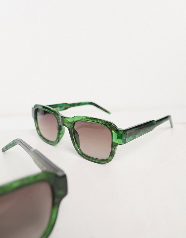 A.Kjaerbede Halo square festival sunglasses in green marble transparent -  ShopStyle