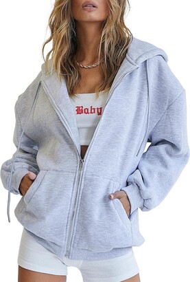Trendy Queen Womens Zip Up Y2K Hoodies Long Sleeve Fall Oversized Casual  Sweatshirts Jacket with Pocket - ShopStyle