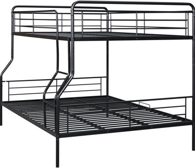 Full Xl Over Queen Metal Bunk Bed In Black. Iron Frame Construction For . Space Saving Family Members. Easy Assembly Available