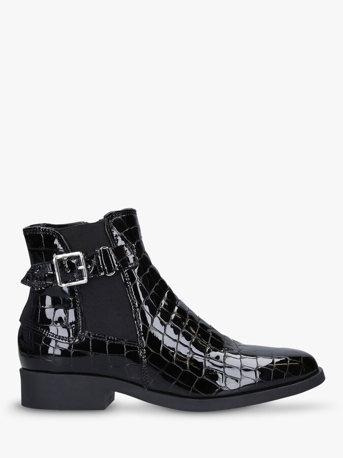croc effect ankle boots