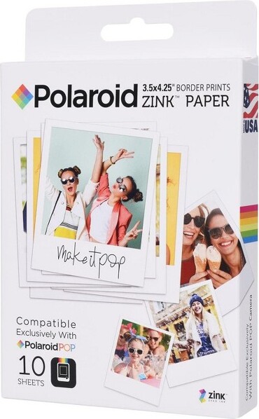 ZinkPolaroid3.5x4.25inchPremiumZinkBorderPrintPhotoPaper(10Sheets)CompatiblewithPolaroidPOPInstantCamera&Polaroid3x4Printer