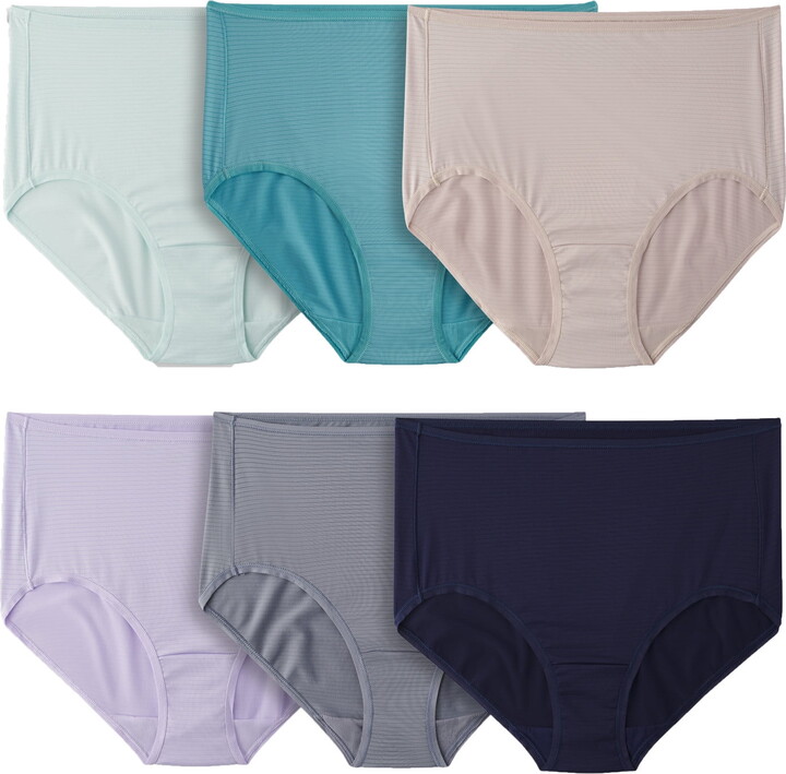 Fruit of the Loom Women’s Breathable Cooling Stripes Brief Underwear, 6-Pack