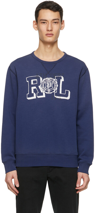 Polo Ralph Lauren Blue Fleece Vintage Graphic Sweatshirt - ShopStyle