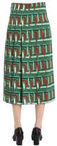 Thumbnail for your product : Gucci Chains Printed Pleated Silk Cady Skirt