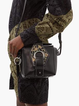 Ganni Tortoiseshell-effect Plaque Leather Box Bag - Womens - Black