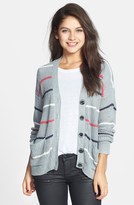 Thumbnail for your product : Woven Heart Stripe Cardigan (Juniors) (Online Only)