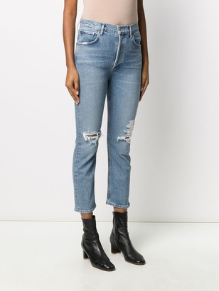 AGOLDE Ripped High-Rise Cropped Jeans
