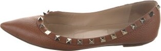 Valentino Rockstud Accents Leather Ballet Flats