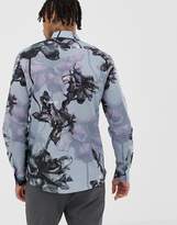 Thumbnail for your product : Twisted Tailor super skinny shirt in large floral print-Blue