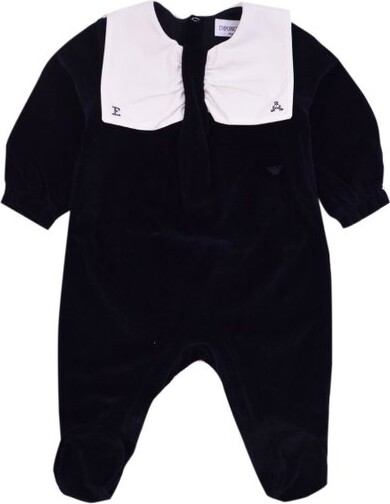 Emporio Armani Kids Logo Embroidered Long-Sleeved Romper