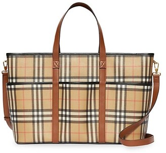 burberry kingswood vintage check & leather diaper bag
