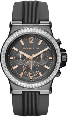 MICHAEL Michael Kors Large Stainless Steel Chronograph Watch w/ Silicone Strap, Gunmetal