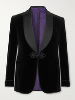 Thumbnail for your product : Ralph Lauren Purple Label Astaire Shawl-Collar Satin-Trimmed Cotton-Velvet Tuxedo Jacket