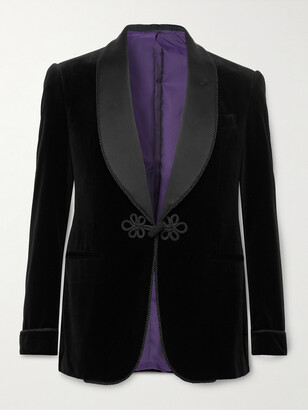 Ralph Lauren Purple Label Astaire Shawl-Collar Satin-Trimmed Cotton-Velvet Tuxedo Jacket