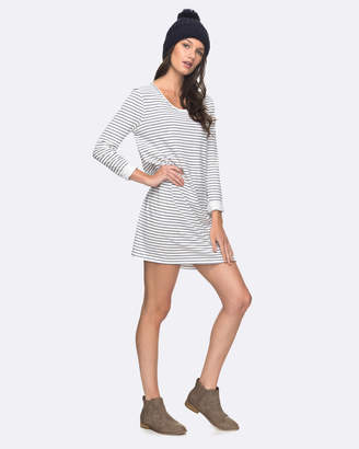 Roxy Womens Just Simple Striped Long Sleeved T Shirt Dress