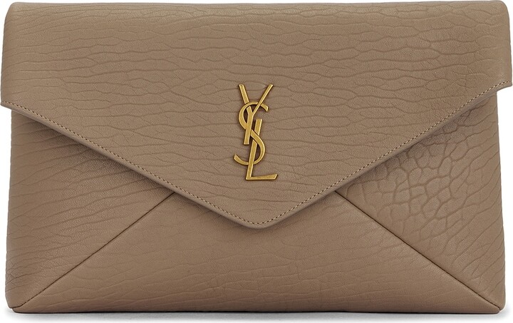 Saint Laurent Large Envelope Pouch in Taupe