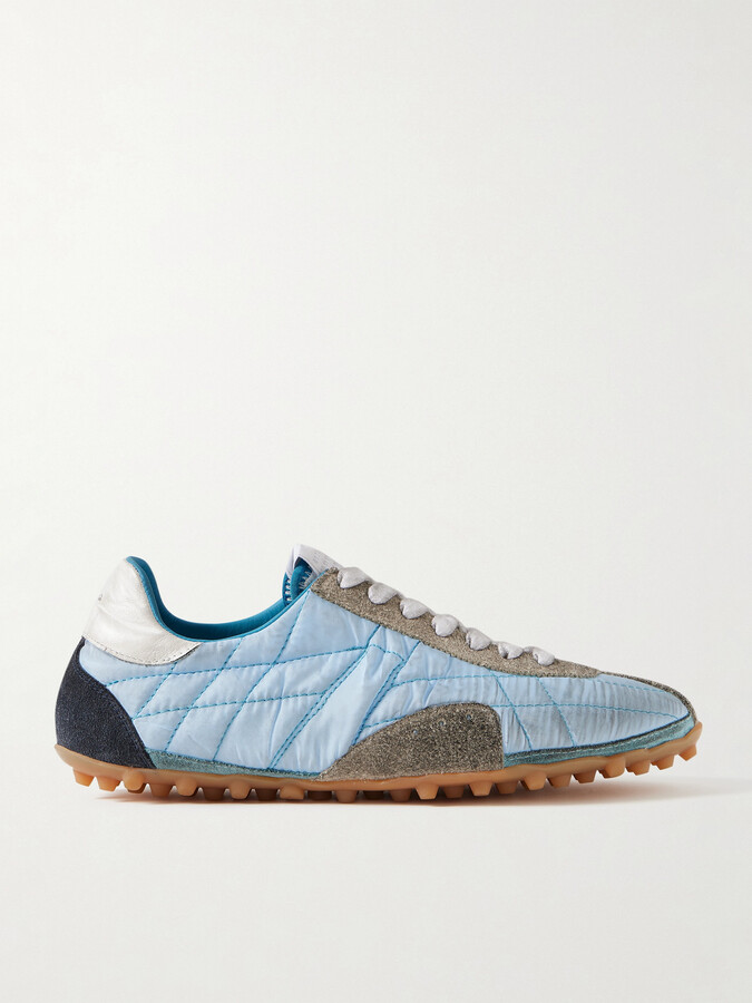 Maison Margiela Sprinter Leather And Brushed Suede-trimmed Shell Sneakers - Blue
