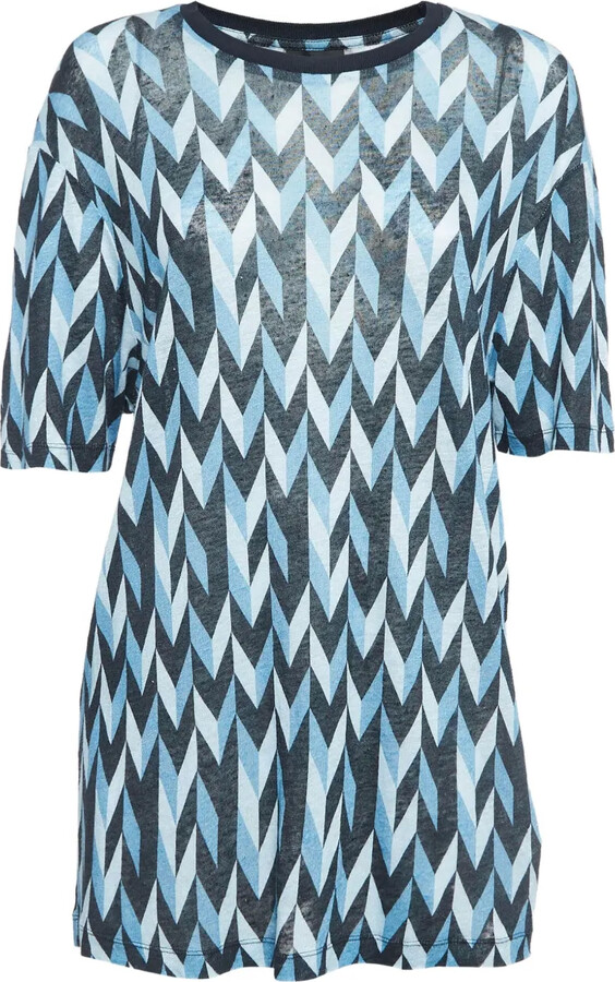 Emporio Armani Pre-Owned Zigzag-Print Linen Top