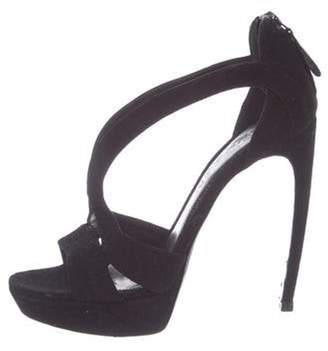 Alexander McQueen Suede Platform Sandals Black Suede Platform Sandals